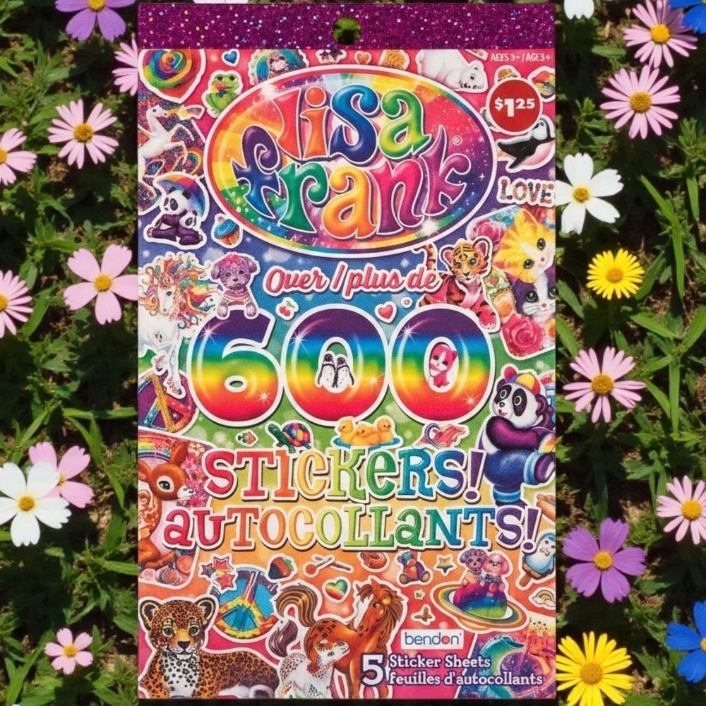 Lisa Frank Sticker Book 5 Sheets Over 600 Stickers Rainbow Animals Unicorns NEW